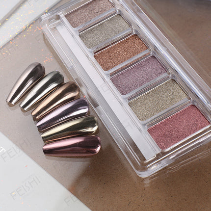 Cross-border New Product 6-color Rich Gold Solid Powder Nail Art Magic Mirror Powder Nail Art Glitter Powder Mirror Powder Laser Titanium Gold Powder