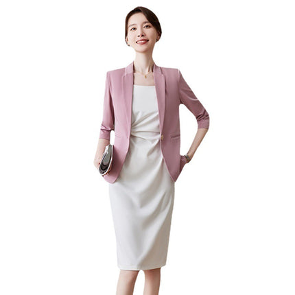 Dark blue short sleeve professional dress women's slim fit high-end summer high-end temperament inner suit suit work clothes