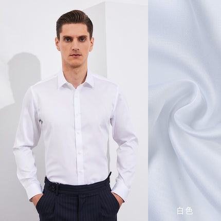 100-Count Cotton Non-Iron Shirt Men's Short-Sleeved Business Formal Work Clothes Pure Cotton Casual Long-Sleeved Anti-Wrinkle Shirt