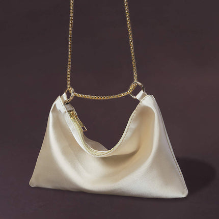 Amazon Cross-border Satin Artificial Silk Satin Women's Niche Simple Chain Armpit Square Bag Party Dinner Bag