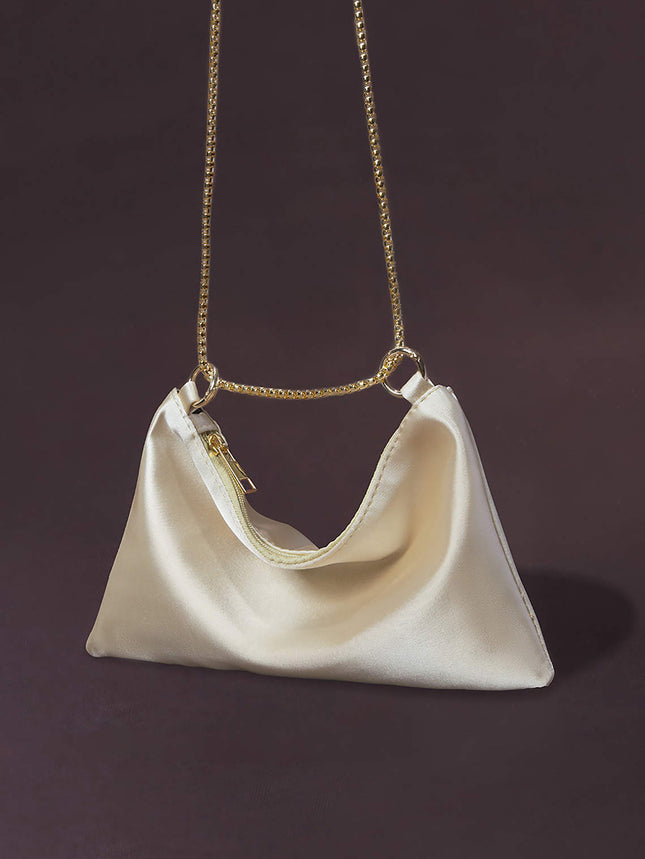 Amazon Cross-border Satin Artificial Silk Satin Women's Niche Simple Chain Armpit Square Bag Party Dinner Bag