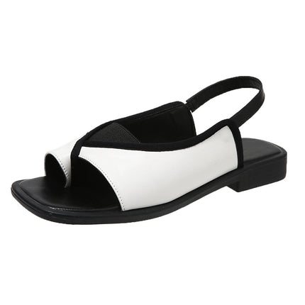 Leopard print sandals women's 2025 summer new plus size clip toe square head back empty European and American fashion thick heel low heel sandals tide