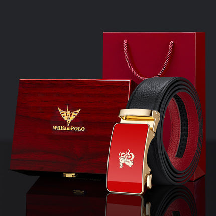 King's Paul 2025 New Arrival Belt Men's Red Year of the Snake Men's Belt Automatic Buckle Belt Gift
