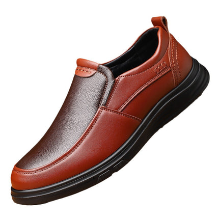 Business Casual Men's Leather Shoes Waterproof Non-slip fleece-lined Thickened Warm Cotton Shoes Fashionable Fashionable Lightweight All-match Leather Shoes
