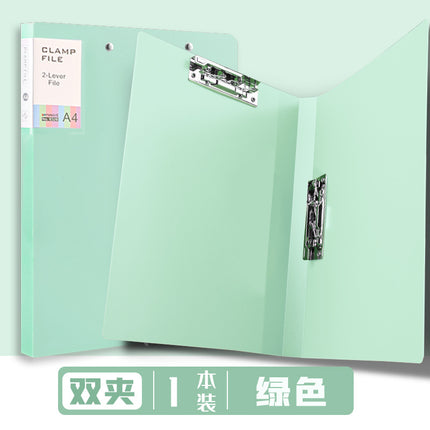 Morandi Double Strength Clip A4 Folder Students Use Loose-leaf Test Paper to Receive Office Data Plating Folder