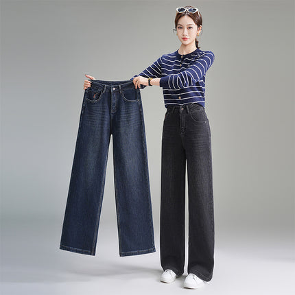 Women's Jeans Autumn New Style 2025 New High-Waisted Slim-Fit Petite Figure Blue Narrow Straight Wide-Leg Pants
