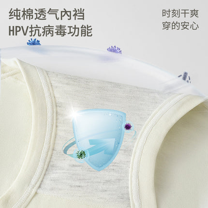 Cloud-Like Pure Cotton High-Waisted Tummy Control Breathable Women's Panties, Physiological Pants with Widened Leak-Proof Design, Pure Cotton Antibacterial Extended Crotch