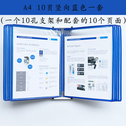 10-page horizontal wall hanging display file holder A4 horizontal wall hanging display folder 10-hole loose-leaf craft clip