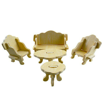 Handmade DIY Wooden 3D Stereo Puzzle Puzzle Artificial Model Furniture Puzzle Model Home Private Package 34 Pieces