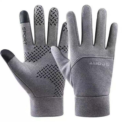 Outdoor Warm Cycling Gloves Men's Autumn and Winter Windproof and Cold-Proof Fleece-Lined Touch Screen Windproof and Waterproof Sports Single-Sided Gloves