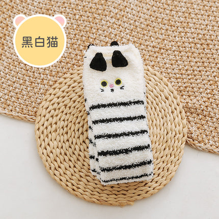 Coral fleece winter thickened socks women's Christmas socks cute cartoon home socks floor over-the-knee long women's socks ins