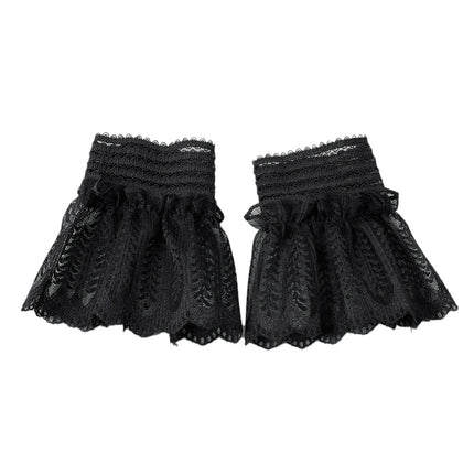 Wholesale Lace Short Sleeves Women's Versatile Sweater Sweatshirt Mesh Decorative Sleeves Black and White Fake Cuffs