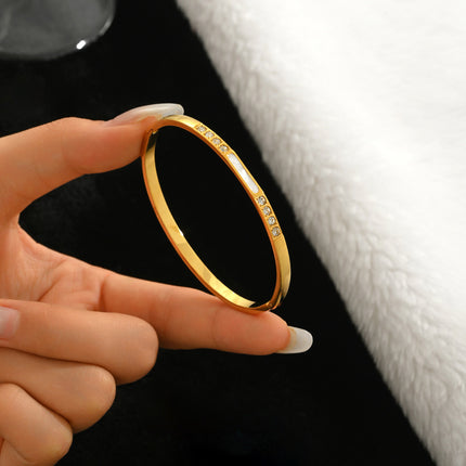 Titanium Steel Bracelet Does Not Fade, Diamond-Encrusted Real Gold Electroplated 18K Gold Stainless Steel Bracelet Douyin Cross-Border Same Style