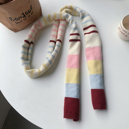 Original Naples Ice Cream Dopamine Rainbow Contrast Color Y2K Small Scarf Autumn and Winter Scarf Concave Shape