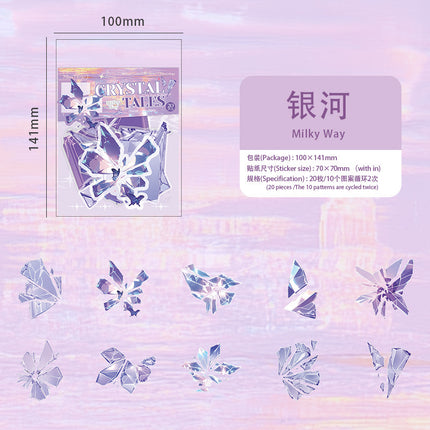 Pet Sticker Pack Crystal Story Series Crystal Ore Silver Hot Stamping Die-Cut Journal Decoration Stickers Cross-Border