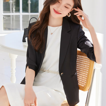 White small suit jacket women's summer thin 2024 summer high-grade mid-sleeve suit dress professional suit skirt