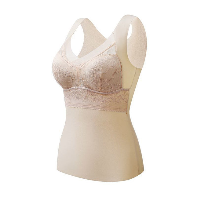 Cross-Border Popular Wearable Thermal Vest Autumn and Winter Body-Shaping Bottoming Women's Tops Without Bra Lace Beautiful Back