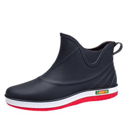 Short Tube Men's Rain Shoes Low-top Outdoor Off-road Water Shoes Lightweight Durable Non-slip Rubber Shoes Kitchen Work Shoes