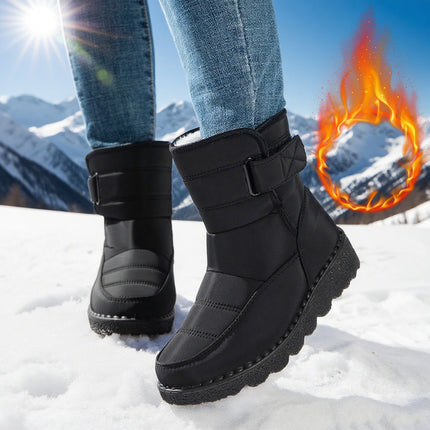 Snow Boots for Women Cross-Border Large Size 45 Winter New Velvet Warm Cotton Boots Mid-Length Boots Snow Boots Pu Anti-Slip Sole