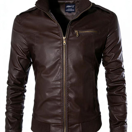 Wholesale Men's Motorcycle Leather Jackets for Foreign Trade, 2023 Spring, Autumn, and Winter New Leather Coats, Korean Style Slim-Fit Men's Leather Jackets