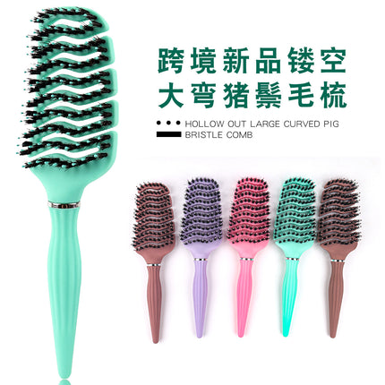 Cross-border Pig Mane Big Bend Combing Fluffy Curly Hair Styling Comb Household Hair Massage Comb Oil Head Pork Spareribs Comb