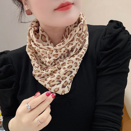 Magnetic buckle summer chiffon breathable sunscreen small square scarf neck scarf women's 2024 new all-match spring and autumn turban