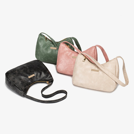 2025Bags Fashionable Oily Leather Glossy Armpit Bag Trendyy Versatile Girls Shoulder Bag Small Soft Leather Mobile Phone Bag