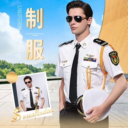 Captain's shirt sailor's shirt captain's clothes stylist's empty uniform shirt performance clothes overalls shirt men's fashion