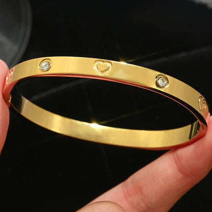 Titanium Steel Bracelet Does Not Fade, Diamond-Encrusted Real Gold Electroplated 18K Gold Stainless Steel Bracelet Douyin Cross-Border Same Style