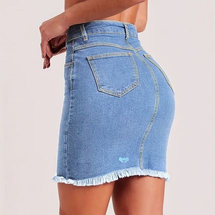 Women's Stretch Denim Skirt High Waisted Bodycon Mini Skirt