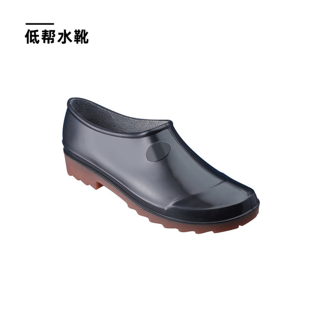Low Heel Round Toe Wear-resistant Plastic Rain Boots Autumn Non-slip Short Tube Cotton Rain Boots Special PVC Beef Shoes for Men