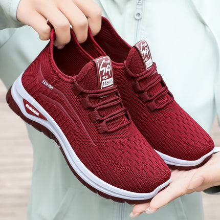 Sports Shoes for Women, Spring Breathable Casual Shoes, Cross-Border Fly-Knit Lace-Up Women's Shoes, Soft Soles That Do Not Tire Your Feet, Running Shoes