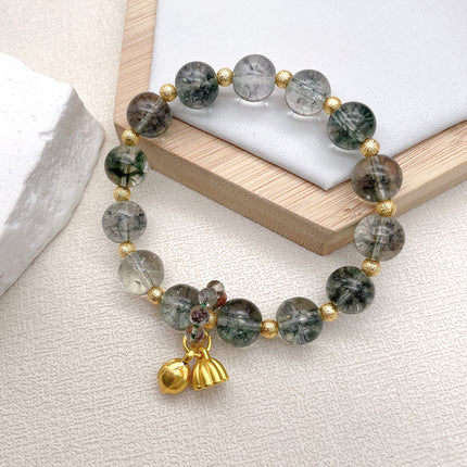Cross-Border Green Phantom Bracelet for Women, Summer Ins-Style Design, Simple Crystal Bead Bracelet, Lotus Accessories, Friendship Jewelry