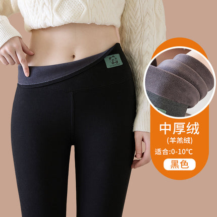 Cotton Lambswool Leggings for Women 2025 Winter New High-Waisted Warm Fleece-Lined Thickeneded Outer and Inner Wear Large Size Autumn Pants