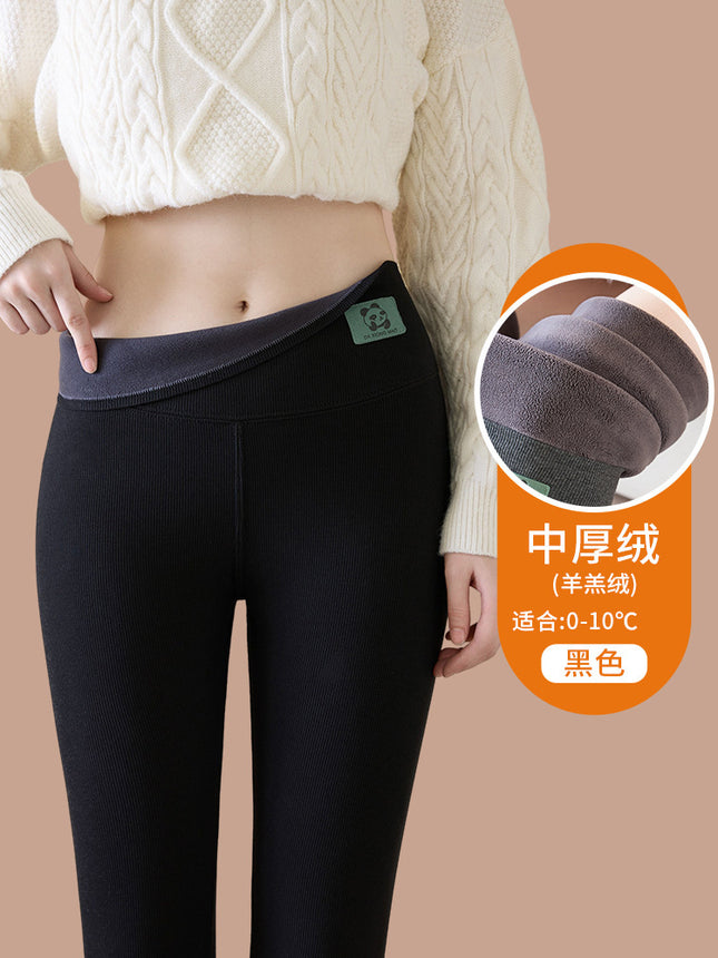 Cotton Lambswool Leggings for Women 2025 Winter New High-Waisted Warm Fleece-Lined Thickeneded Outer and Inner Wear Large Size Autumn Pants