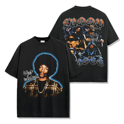 Cross-border Retro Snoopy Dog SNOOP DOGG Printed Short-sleeved T-shirt Washed Long-sleeved Casual Hooded Sweatshirt