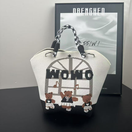 New Versatile and Cute Handbag Knitted Bag Tote Large Capacity Shoulder Bag Handbag Woven High-End Bag