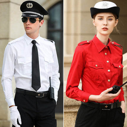 Security White Security Shirt Work Clothes Men's Long-sleeved Short-sleeved suit Summer Shirt Women's Security Wear Uniform