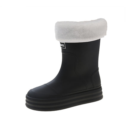 New Fashion Rain Boots Women's Outer Wear Middle Tube Non-slip Rain Boots Student Fashion Lightweight Waterproof Shoes Thick Sole Outdoor Rubber Shoes