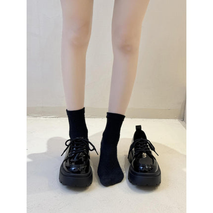 British Style Thick-Soled Small Leather Shoes for Women 2025 New Spring and Summer Versatile Black Jk Flats Platform Sole Ins Loafers