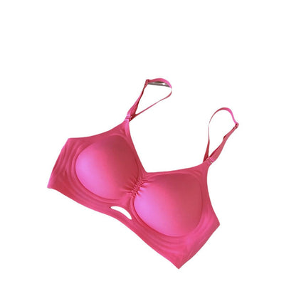 Summer Outer Expansion U-Shaped Back Bra for Women Without Rims, Sexy Shoulder Straps, Cross Halter Style, Jelly Peach Soft Support