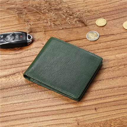 Men's Retro Crazy Horse Top Layer Cowhide Short Wallet Youth Genuine Leather Driver's License Wallet for Boyfriend Dad Gift