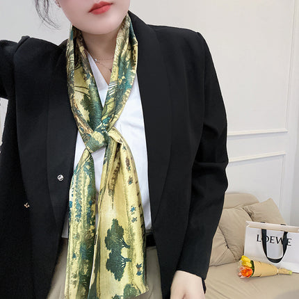 Spring and Summer New Double-layer New Silk Satin Neck Protection Scarf Women's Autumn and Winter Matching Shirt Elegant All-match Scarf