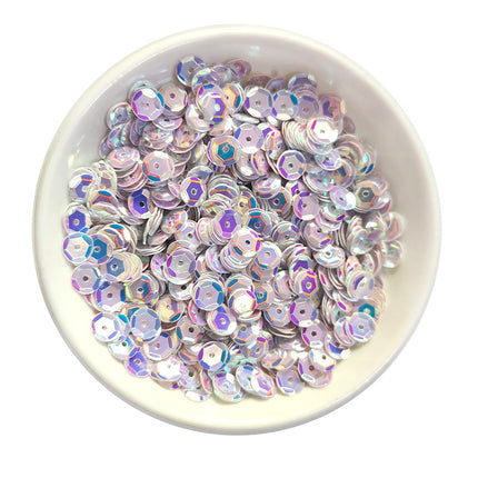 6MM round curved surface hole PVC sequins jewelry accessories concave and convex surface wholesale flat bottom hexagonal sewing clothing beads