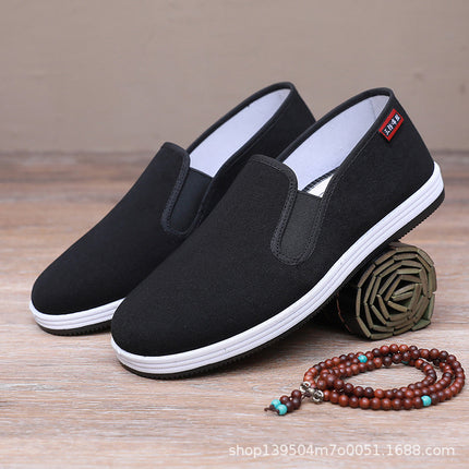 2025 New Style Old Beijing Cloth Shoes Men's Shoes Deodorant Slip-On Casual Shoes Mugwort Three-Proof Cloth Shoes Work Shoes Soft Sole