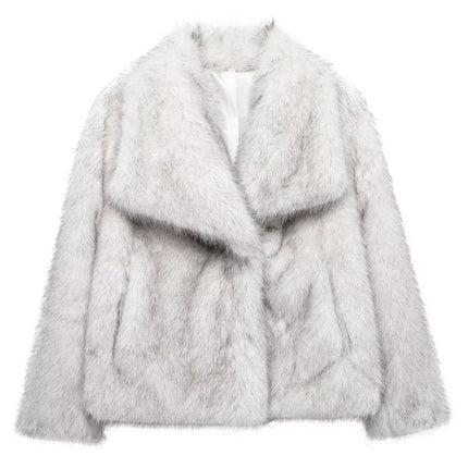 KAOPU ZA fur large lapel imitation fur coat short fashion imitation fox fur coat fluffy plush women's clothing