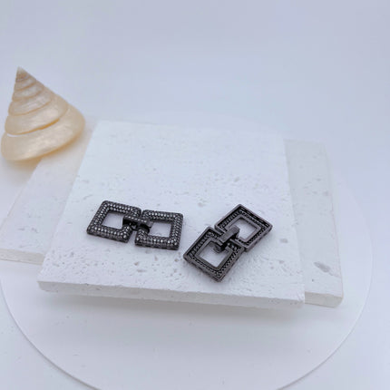 Wholesale micro inlay square necklace bracelet buckle jewelry accessories full zirconium necklace connection button DlY material accessories
