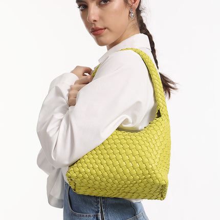 Pure Hand-woven Lunch Box Bag High-end Underarm Bag Fashion Women's Bag Cross-border Portable Shoulder Bag