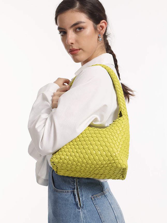 Pure Hand-woven Lunch Box Bag High-end Underarm Bag Fashion Women's Bag Cross-border Portable Shoulder Bag