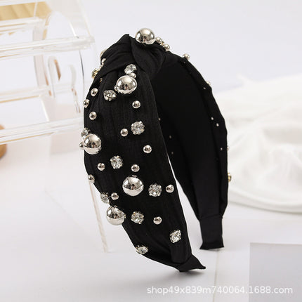 French Pearl Hair Band New Diamond-encrusted Fashion Hair Band Women's Temperament Color Full Diamond Joker Multicolor Hair Accessories Wholesale